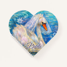 Zwanenbruid w / sluier op Water Blauw Wit Geperson Notitieboek