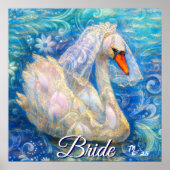 Zwanenbruid w / sluier op Water Blauw Wit Geperson Poster (Voorkant)