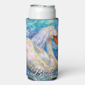 Zwanenbruid w / sluier op Water Blauw Wit Geperson Seltzer Blikjeskoeler (Seltzer Achterkant)