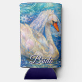 Zwanenbruid w / sluier op Water Blauw Wit Geperson Seltzer Blikjeskoeler (Achterkant)