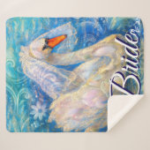 Zwanenbruid w / sluier op Water Blauw Wit Geperson Sherpa Deken (Voorkant (horizontaal))