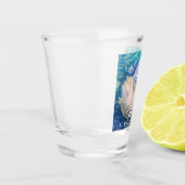 Zwanenbruid w / sluier op Water Blauw Wit Geperson Shot Glas (Links)