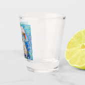 Zwanenbruid w / sluier op Water Blauw Wit Geperson Shot Glas (Rechts)