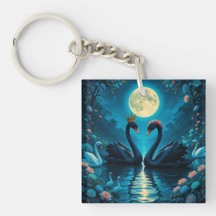 🦢 Zwanenelegantie in het maanlicht Nachtcharme 🦢 Sleutelhanger