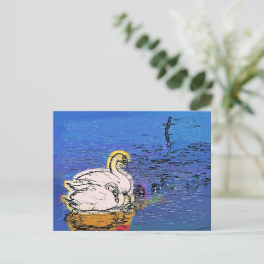 ZWANENFAMILIE BRIEFKAART (Staand voorkant)