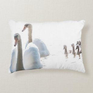 Zwanenfamilie Natuurfotografie Accent Kussen
