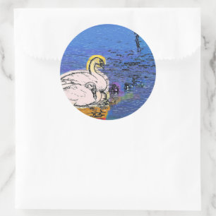 ZWANENFAMILIE RONDE STICKER