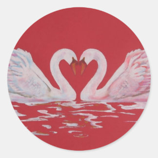 zwanenhart ronde sticker
