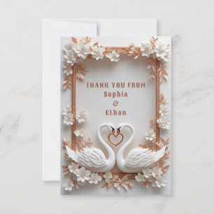 💍 Zwanenhart Trouwdecoratie Met Bloemframe 💍 Bedankkaart