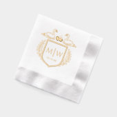 Zwanenharten Crest 2 Initiaal Bruiloft Monogram Folie Servetten (Links)