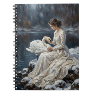 Zwanenmaagd Wintermeer Romantiek Fantasie Kunst Notitieboek