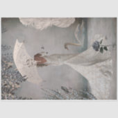 Zwanenmeer Blauw Bloemen Bruids Portret Kunst Tissuepapier (Voorkant)