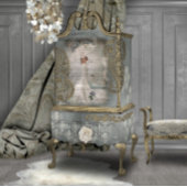 Zwanenmeer Blauw Bloemen Bruids Portret Kunst Tissuepapier