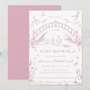 Zwanenmeer Roze Toile Chinoiserie Meisje Baby Show Kaart