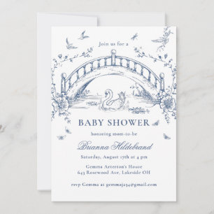 Zwanenmeer Toile Chinoiserie Baby Shower Uitnodigi Kaart