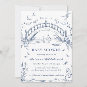 Zwanenmeer Toile Chinoiserie Baby Shower Uitnodigi Kaart