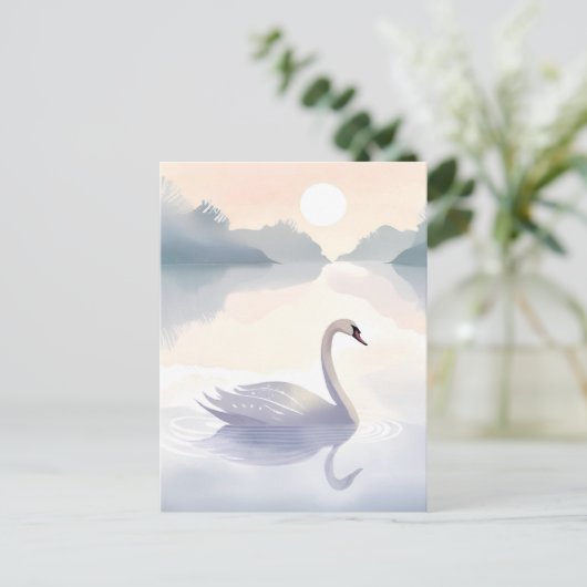 zwanenmeer | Waterverf Airy Light Painting Briefkaart (Staand voorkant)