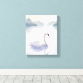 zwanenmeer | Waterverf Airy Light Painting Canvas Afdruk (Insitu (Houten vloer))