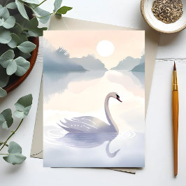 Zwanenmeer | Waterverf Luchtig Licht Schilderij Briefkaart