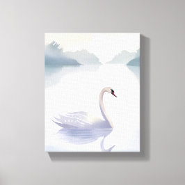 Zwanenmeer | Waterverf Luchtig Licht Schilderij Canvas Afdruk