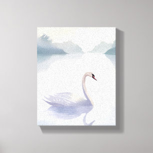 Zwanenmeer Waterverf Luchtig Licht Schilderij Canvas Afdruk