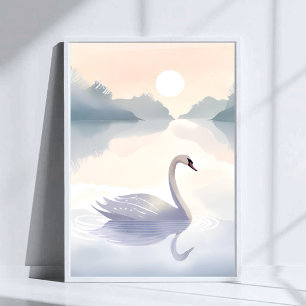 Zwanenmeer   Waterverf Luchtig Licht Schilderij Poster
