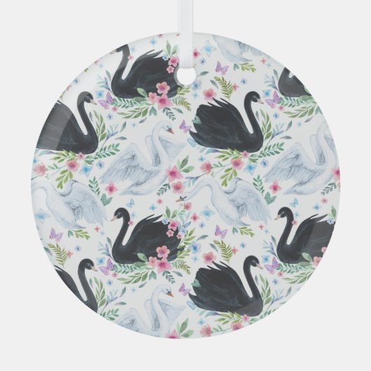 Zwanenmeer: Waterverf pastelpatroon. Glas Ornament (Voorkant)