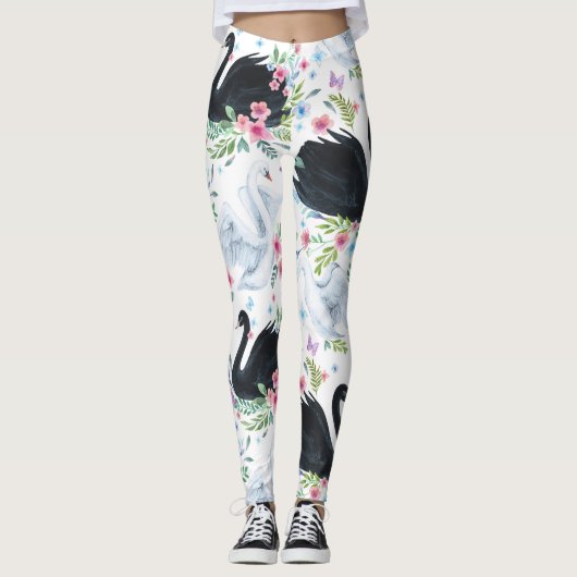 Zwanenmeer: Waterverf pastelpatroon. Leggings (Voorkant)