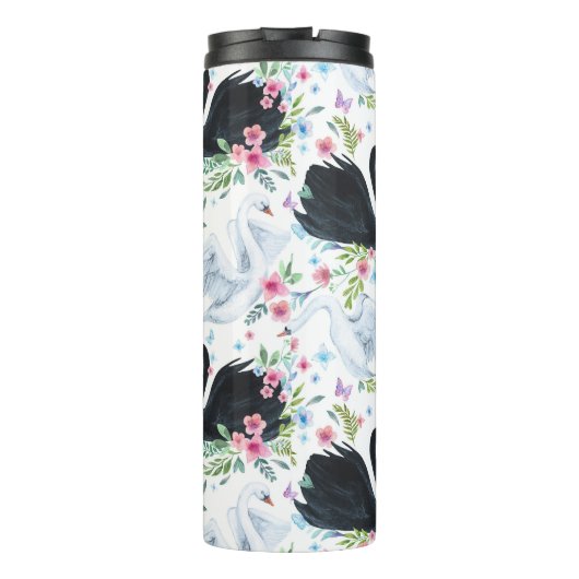 Zwanenmeer: Waterverf pastelpatroon. Thermosbeker (Achterkant)