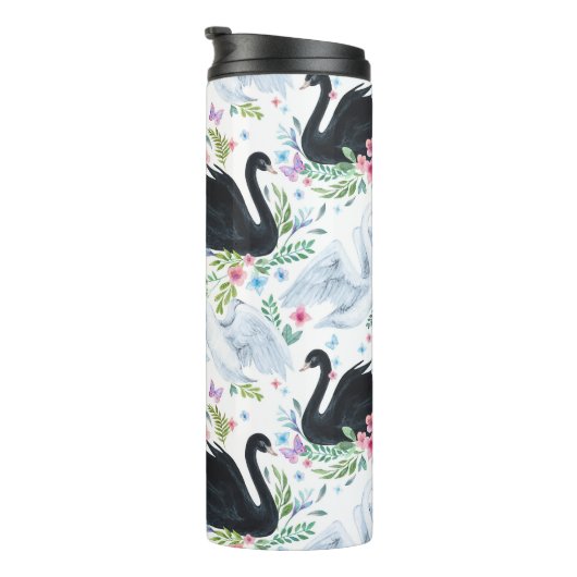 Zwanenmeer: Waterverf pastelpatroon. Thermosbeker (Geroteerd rechts)