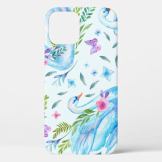 Zwanenmeer, waterverf schattig naadloos patroon. Case-Mate iPhone case