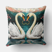 Zwanenpaar dat Hartvorm Maakt Kussen (Achterkant)