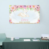Zwanenprinses Baby shower Bloemen Achtergrond Deco Spandoek (Beurs)