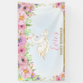 Zwanenprinses Baby shower Bloemen Achtergrond Deco Spandoek (Verticaal)