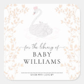 Zwanenprinses Bibliotheek Boekplaatsticker Vierkante Sticker (Voorkant)