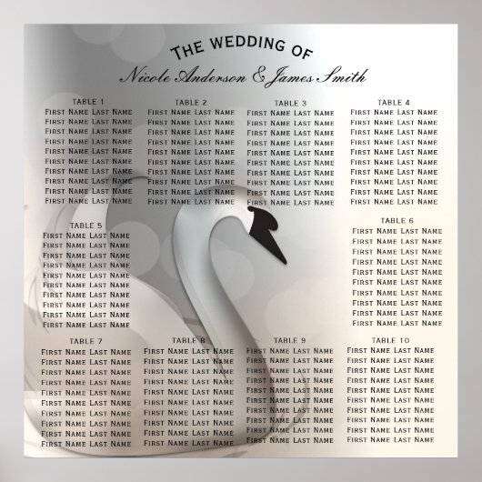 Zwanenprinses Elegante Trouwtafel Stoel Poster (Voorkant)