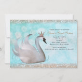 Zwanenprinses Glitter Verjaardagsfeest Uitnodiging (Voorkant)