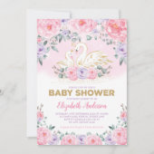 Zwanenprinses Lavendel Roze pioenen Baby shower Kaart (Voorkant)