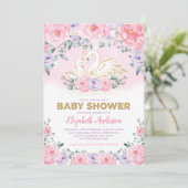 Zwanenprinses Lavendel Roze pioenen Baby shower Kaart (Staand voorkant)
