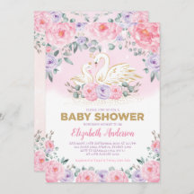 Zwanenprinses Lavendel Roze pioenen Baby shower