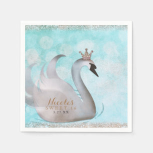 Zwanenprinses Nep Goud Glitter Sprookjesfeest Servetten