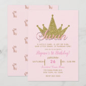 Zwanenprinses Roze & Gouden Glitter Kroonverjaarda Kaart (Voorkant / Achterkant)