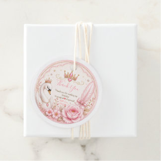 Zwanenprinses Roze Sprookjes Verjaardagsfeestje Bedankjes Labels