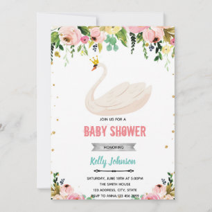 Zwanenprinses shower verjaardagsuitnodiging kaart