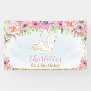 Zwanenprinses Verjaardagsfeest Achtergrond Muurdec Spandoek