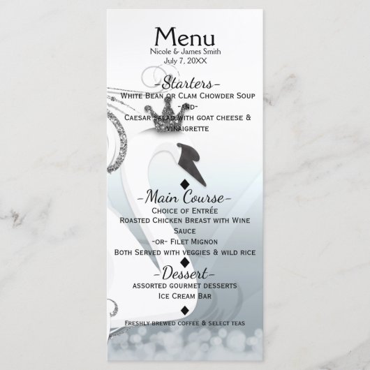 Zwanenprinses Zilver & Wit Elegant Aangepast Menu (Voorkant)