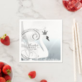 Zwanenprinses Zilver & Wit Elegant Aangepaste Fees Servet (Insitu)