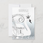 Zwanenprinses Zilver & Wit Elegant Tafelnummer (Voorkant)