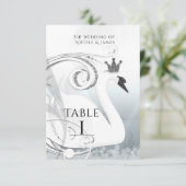 Zwanenprinses Zilver & Wit Elegant Tafelnummer (Staand voorkant)