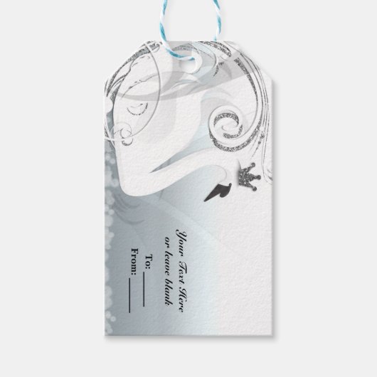 Zwanenprinses Zilver & Wit Elegante Aangepaste Fee Cadeaulabel (Voorkant)